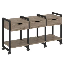 Тумба на колесных опорах наборная. Вариант №4 LOFT VR.L-TN-4.K Металл черный Тиквуд темный