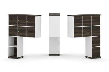 Надставка на стол высокая односторонняя + задняя стенка (8 шт.) + распашной фасад (6 шт.) CONCEPT CN.ONV-008 Дуб Мали Белый бриллиант Черный металл