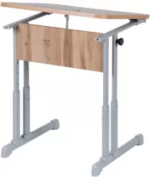 Парта одноместная эргономичный с углом наклона и пеналом (рост 3-7) Ясень Шимо светлый/Металл Серый