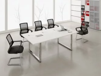 Стол системы БЭНЧ, переговорный, начальный GLOSS LINE НСПН-О.927 Белый Премиум