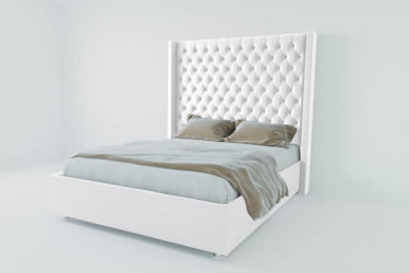 Мягкая интерьерная кровать "Версаль Люкс" без основания Материал фасада: Искусственная кожа; Спальное место: 2000х2000 мм; Цвет фасада: Белый; Цвет корпуса: Белый 
