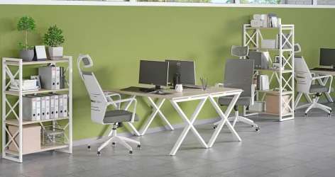 Стеллаж на регулируемых опорах - 4 полки LOFT VR.L-MST.O-4.4 Металл белый Денвер светлый