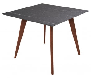 Стол Лунд 960*960 мрамор Графит Темный орех