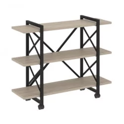Стеллаж на колесных опорах - 3 полки LOFT  VR.L-MST.K-3.8V Металл черный Дуб Аттик