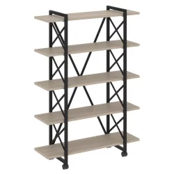 Стеллаж на колесных опорах - 5 полок LOFT VR.L-MST.K-5.8V Металл черный Дуб Аттик