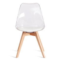 Стул TULIP (mod. 73-1) дерево/пластик/экокожа, 47,5x55x80 см, Прозрачный (Transparent)