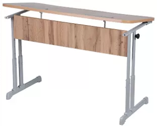 Парта двухместная эргономичный с углом наклона и пеналами (рост 3-7) Серый/Металл Серый