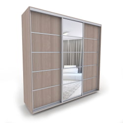 Шкаф-купе 3 двери с зеркалом Акцент-Квадро Д 2100х600 Шимо светлый/хром