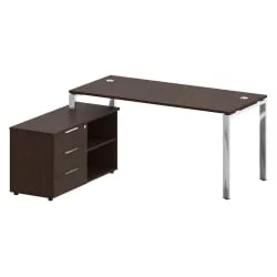 Стол рабочий руководителя с опорной тумбой левый METAL SYSTEM DIRECT БГ.СРТ-4.7 Л Венге Цаво