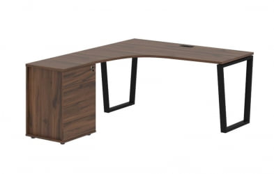 Стол эргономичный с тумбой левый EDIS EVCET 1518 L Дуб Денвер темный Черный