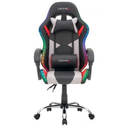 Кресло компьютерное CROMEX (КРОМЕКС) Quantum GM-155 RGB экокожа черное/красное/серое