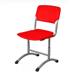 Стул ученический регулируемый (рост 5-7) 460х530 мм Пластик Красный РАЛ 3028/Металл Серый / RAL
