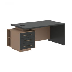 Стол руководителя левый VELION VCT 1890 L Яшма черный Кобра