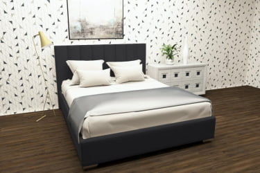 Кровать 160 на 200 Терра с ортопедическим основанием Цвет фасада: Темно серый; Материал фасада: Металл/Велюр; Спальное место: 1600х2000 мм