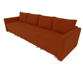 Диван угловой Фиеста Трансформер П- побразный с подлокоткиками (Berhouse) Цвет фасада: Оранж Велюто 27; Тип: Левый/правый; Материал фасада: Металл/Велюр