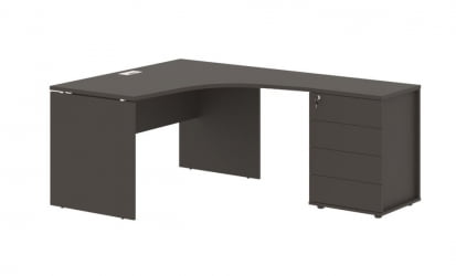 Стол эргономичный с тумбой правый ЕДИС ЕДCЕТ 1518 Р Мокко Белый / EDIS EDCET R