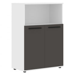 Шкаф с глухими малыми дверьми EDIS EMCS 85.3 Мокко Черный Белый