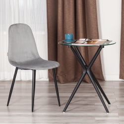 Дизайнерский стул БРЕЕЗЕ (мод. ДЖСC-58) Велюр/металл , 44 х 53 х 86 см, грей (серый) ХЛР 19 / черный / BREEZE (mod. JSC-58) grey HLR