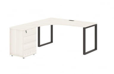 Стол эргономичный с тумбой левый EDIS EQCET 1518 L Ясень Траун Мокко