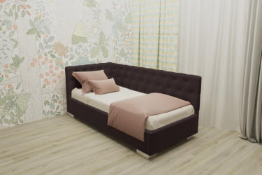 Детская кровать 120 190 ВЕРСАЛЬ С ОРТОПЕДИЧЕСКИМ ОСНОВАНИЕМ (BERHOUSE) Цвет фасада: Капучино; Материал фасада: Металл/Велюр; Спальное место: 1200х1900