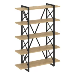 Стеллаж на регулируемых опорах - 5 полок ЛОФТ ВР.Л-МСТ.О-5.8В Металл черный Тиквуд светлый / LOFT VR.L-MST.O-5.8V