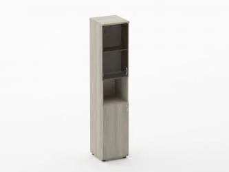 Шкаф высокий со стеклом и нишей Twin 16.16.16Л Дуб Сантана светлый