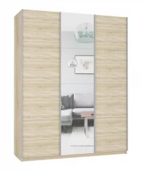 Шкаф-купе трехдверный Прайм 2100 ДСП/Зеркало/ДСП Дуб сонома