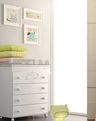 Комод в детскую Micuna Sweet Bear пеленальный B-970 white матрасик stars grey