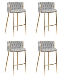 Стул барный ДОБРИН ЕММА ГОЛД (светло-серый велюр (135-37)) 4 шт / DOBRIN EMMA GOLD