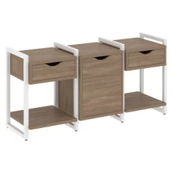 Тумба на регулируемых опорах наборная. Вариант №6 LOFT VR.L-TN-6.O Металл белый Дуб Аризона