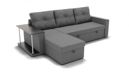 Диван Атланта (ЗР) Цвет фасада: Светло серый; Тип: Левый/правый; Материал фасада: Металл/Велюр