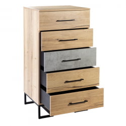Комод Лофт с 5 ящиками Дуб натур-Бетон / Loft
