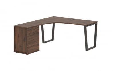 Стол эргономичный с тумбой левый ЕДИС ЕВCЕТ 1518 Л Дуб Денвер темный Мокко / EDIS EVCET L