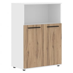 Шкаф с глухими малыми дверьми EDIS EMCS 85.3 Дуб Денвер светлый Черный Белый