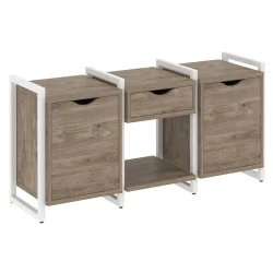 Тумба на регулируемых опорах наборная. Вариант №7 LOFT VR.L-TN-7.O Металл белый Тиквуд темный