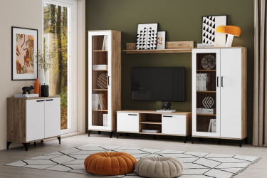 Комплект мебели для гостиной Марсель №1 Меренга Дуб Крафт табачный