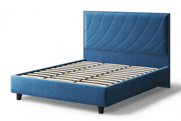 Кровать СОФИЯ 2000*1600мм (на опорах), велюр Бренди лайт 08 (синий), (б/основания, б/матраса)