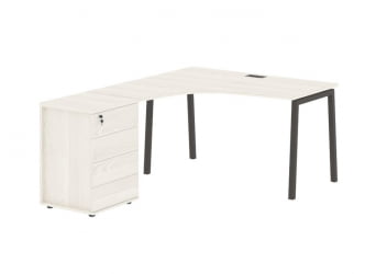 Стол эргономичный с тумбой (левый) ЕДИС ЕЛCЕТ 1318 Л ЯсеньТраун Мокко / EDIS ELCET L