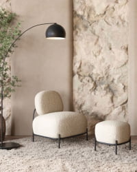 Пуф Стоун П ткань букле молочный