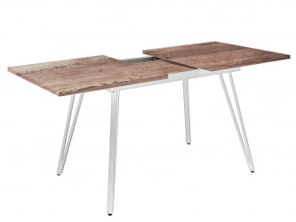 Большой обеденный стол Диего 120-160 Галифакс Табак_БЕЛЫЙ