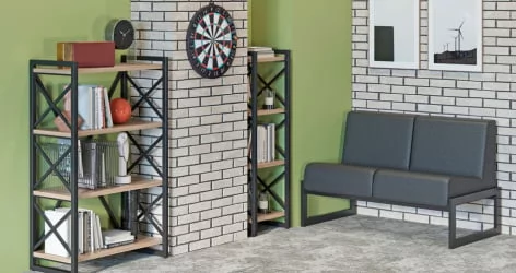 Стеллаж на колесных опорах - 4 полки LOFT  VR.L-MST.K-4.8V Металл черный Дуб Аттик