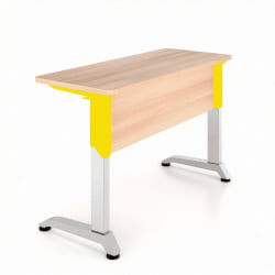 Парта двухместная Де Гласси Н (рост 3-5)  ЛДСП Дуб молочный/ Металл Серый+Желтый