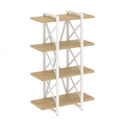 Стеллаж на регулируемых опорах - 4 полки LOFT VR.L-MST.O-4.4V Металл белый Тиквуд светлый