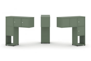 Надставка на стол низкая двухсторонняя + задняя стенка (4 шт.) + распашной фасад (4 шт.) CONCEPT CN.DNN-002 Кобо Черный металл