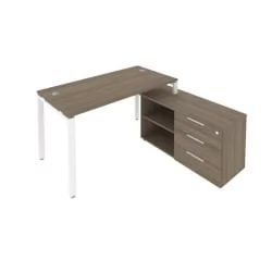 Рабочая станция на П-образном м/к с опорной тумбой правая Metal System Б.РС-СТС-2.3 Пр Вяз/Белый