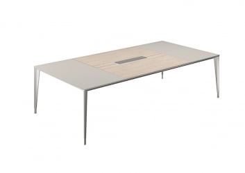 Конференц-стол (домино вдоль) Atlas NZ-0109.GS.YN.AL Серый камень Ясень Наварра Алюминий