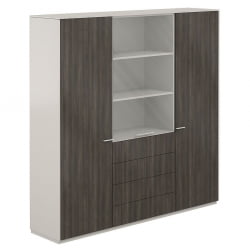 Шкаф высокий тройной с отделением для одежды Atlas NZ-0303+NZ-0302+NZ-0303.GS.BT Серый камень Бренсон Трюфель