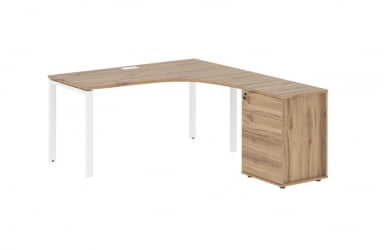Стол эргономичный с тумбой правый EDIS EUCET 1518 R Дуб Денвер светлый Белый