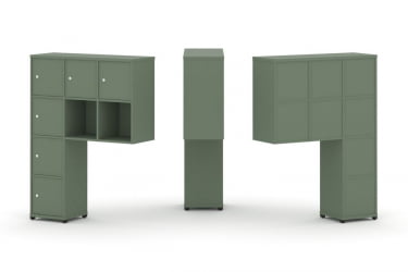 Надставка на стол высокая односторонняя + задняя стенка (8 шт.) + распашной фасад (6 шт.) CONCEPT CN.ONV-009 Кобо Черный металл