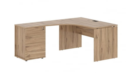 Стол эргономичный с тумбой левый ЕДИС ЕДCЕТ 1518 Л Дуб Денвер светлый Черный / EDIS EDCET L